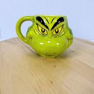 Dr. Suess The Grinch Coffee Mug Scuplted Head Ceramic 16oz Tea Cup 2018